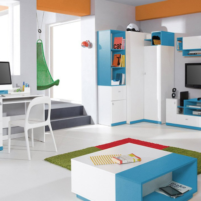 Nábytok do detskej izby HARKA 5 - biely / modrý