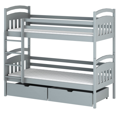 Detská poschodová posteľ s úložným priestorom LUCIE - 90x200, šedá