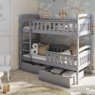 Poschodová posteľ pre dve deti DITA - 80x160, šedá