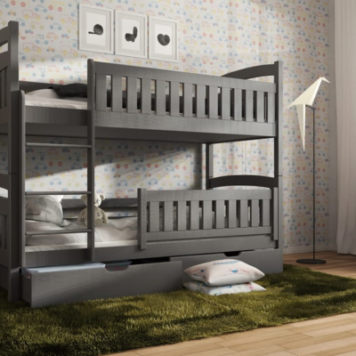 Detská posteľ so zásuvkami BIBI - 80x200, grafit
