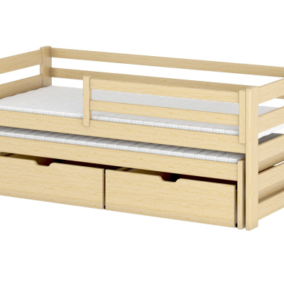 Detská posteľ s prístelkou a úložným priestorom HERMIONA - 90x200, borovica
