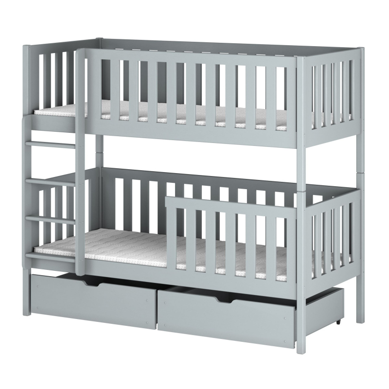 Poschodová posteľ s úložným priestorom LILI - 90x200, šedá