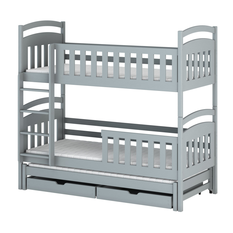 Poschodová posteľ so zásuvkami NEFELI - 80x160, šedá