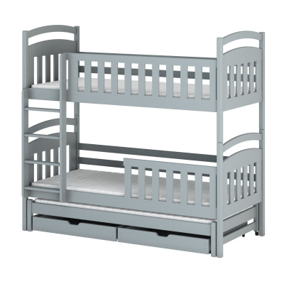Poschodová posteľ so zásuvkami NEFELI - 80x200, šedá