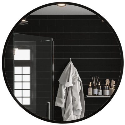Okrúhle zrkadlo ZENOBIE 90 cm - čierny mat