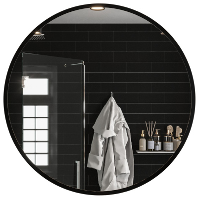 Okrúhle zrkadlo ZENOBIE 90 cm - čierny mat