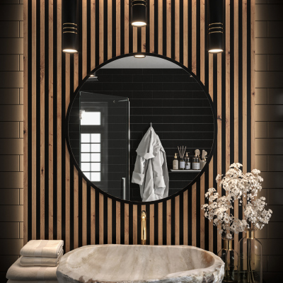 Okrúhle zrkadlo ZENOBIE 90 cm - čierny mat