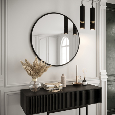 Okrúhle zrkadlo ZENOBIE 90 cm - čierny mat