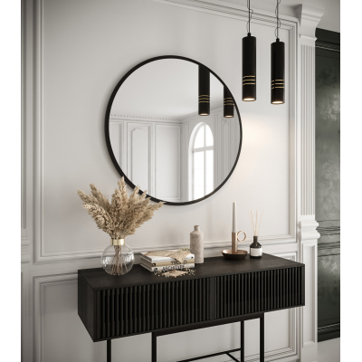 Okrúhle zrkadlo ZENOBIE 90 cm - čierny mat