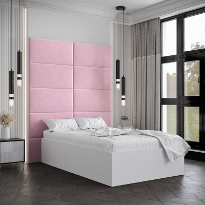 Jednolôžko s čalúnenými panelmi MIA 1 - 120x200, biele, ružové panely