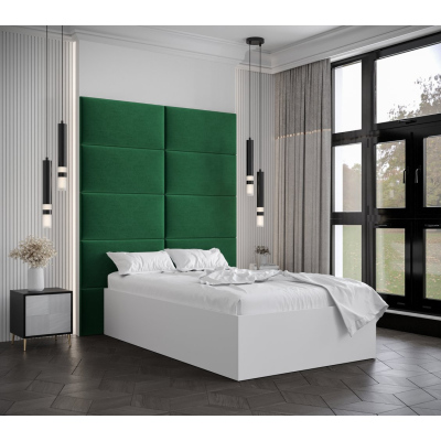 Jednolôžko s čalúnenými panelmi MIA 1 - 120x200, biele, zelené panely