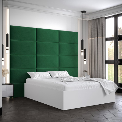 Dvojlôžko s čalúnenými panelmi MIA 1 - 140x200, biele, zelené panely