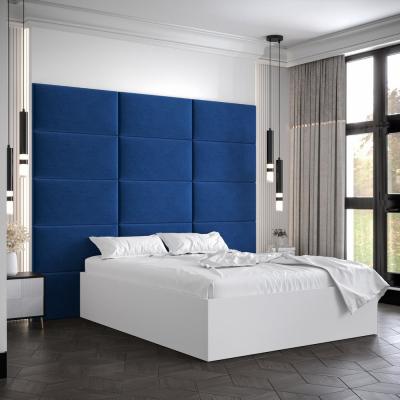 Dvojlôžko s čalúnenými panelmi MIA 1 - 140x200, biele, modré panely