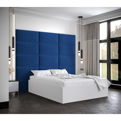 Dvojlôžko s čalúnenými panelmi MIA 1 - 140x200, biele, modré panely