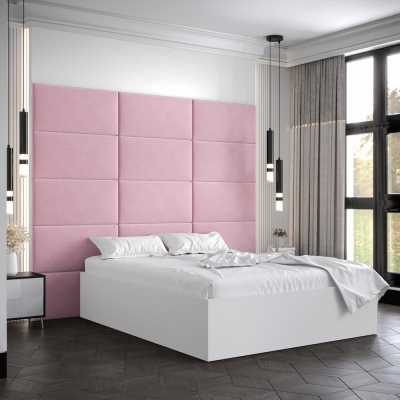 Dvojlôžko s čalúnenými panelmi MIA 1 - 160x200, biele, ružové panely