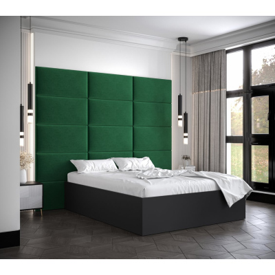Dvojlôžko s čalúnenými panelmi MIA 1 - 160x200, čierne, zelené panely