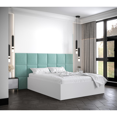 Manželská posteľ s čalúnenými panelmi MIA 4 - 160x200, biela, mätové panely