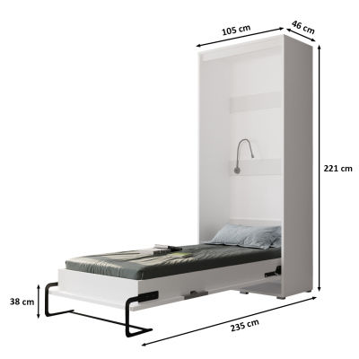 Praktická výklopná posteľ HAZEL 90 - biela / dub artisan