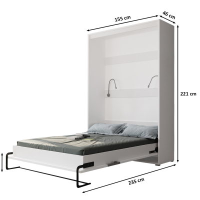 Praktická výklopná posteľ HAZEL 140 - biela / dub artisan