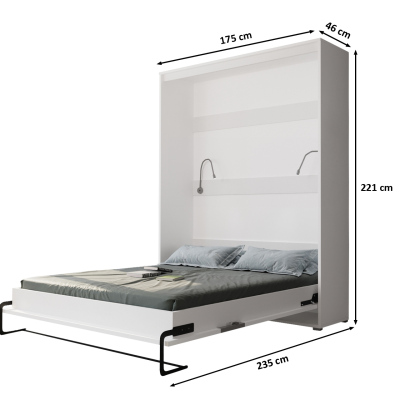Praktická výklopná posteľ HAZEL 160 - biela / dub artisan