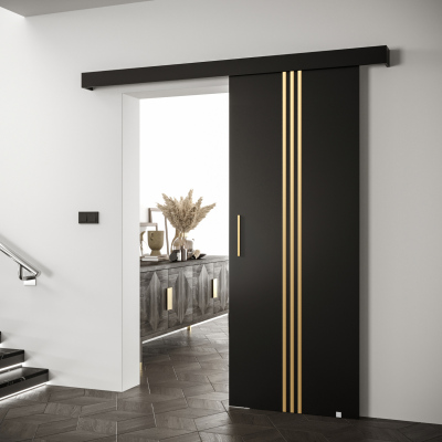 Posuvné dvere so zlatými úchytmi SALOME 5 - čierne