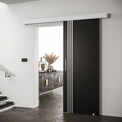 Posuvné dvere so striebornými úchytmi SALOME 6 - čierne / biele