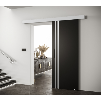 Posuvné dvere so striebornými úchytmi SALOME 6 - čierne / biele
