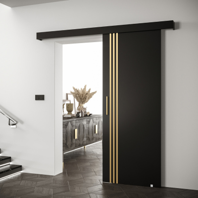 Posuvné dvere so zlatými úchytmi SALOME 6 - čierne