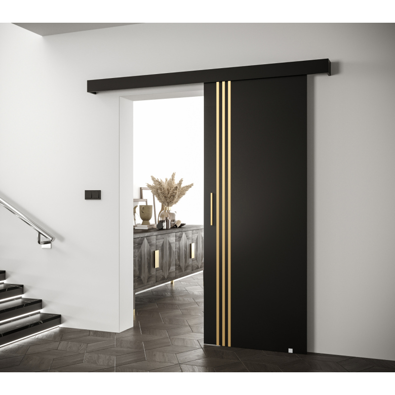 Posuvné dvere so zlatými úchytmi SALOME 6 - čierne