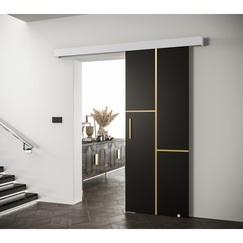 Posuvné dvere so zlatými úchytmi SALOME 7 - čierne / biele