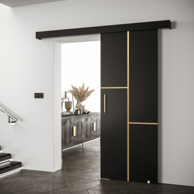 Posuvné dvere so zlatými úchytmi SALOME 7 - čierne