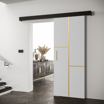 Posuvné dvere so zlatými úchytmi SALOME 7 - biele / čierne
