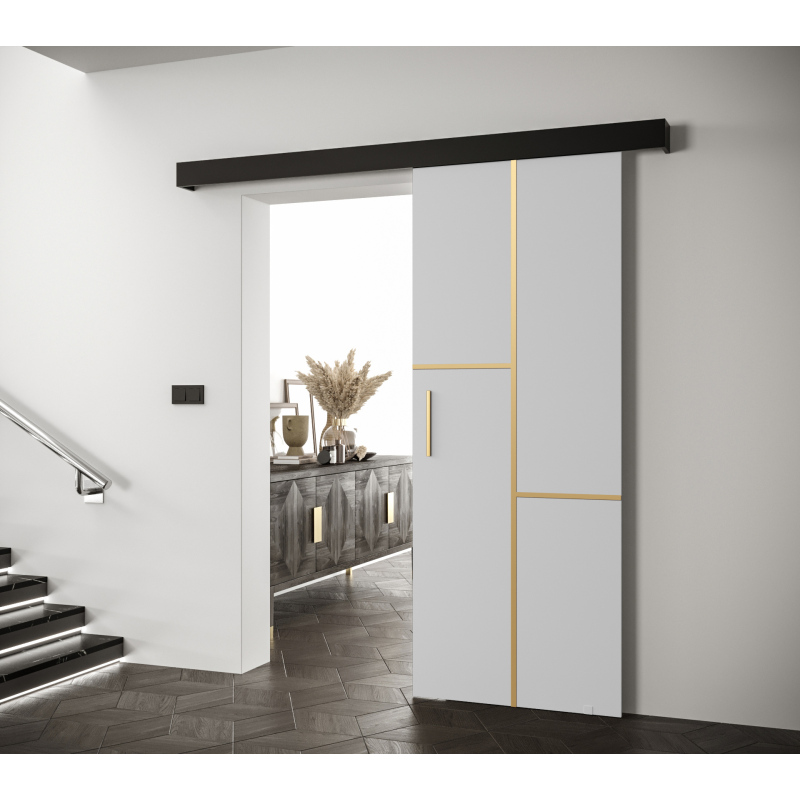 Posuvné dvere so zlatými úchytmi SALOME 7 - biele / čierne