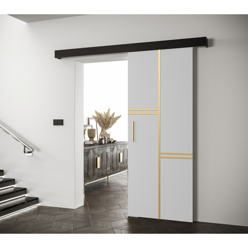 Posuvné dvere so zlatými úchytmi SALOME 8 - biele / čierne