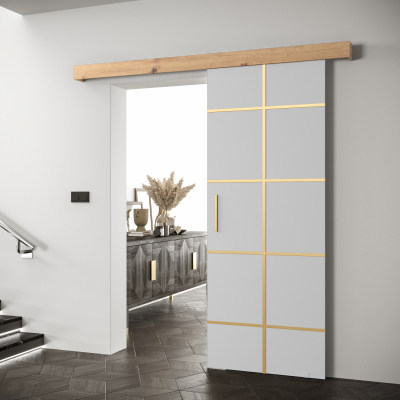 Posuvné dvere so zlatými úchytmi SALOME 3 - biele / dub artisan
