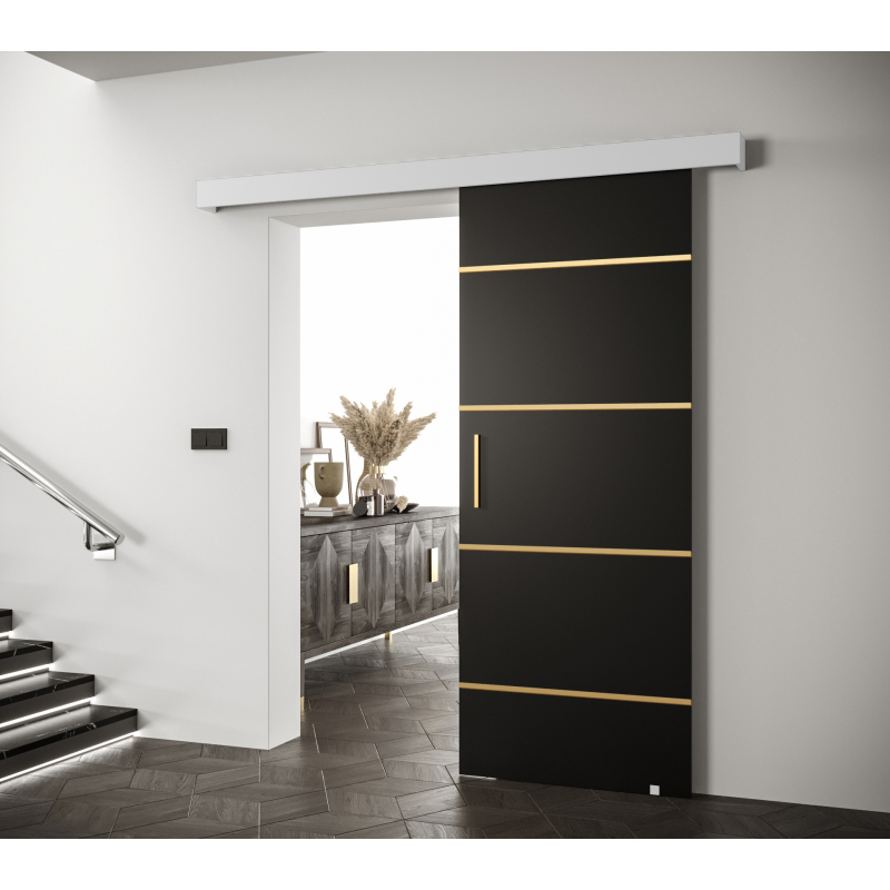 Posuvné dvere so zlatými úchytmi SALOME 4 - čierne / biele