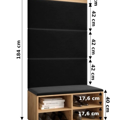 Botník s čalúnenými panelmi HARRISON - biely, šedé panely