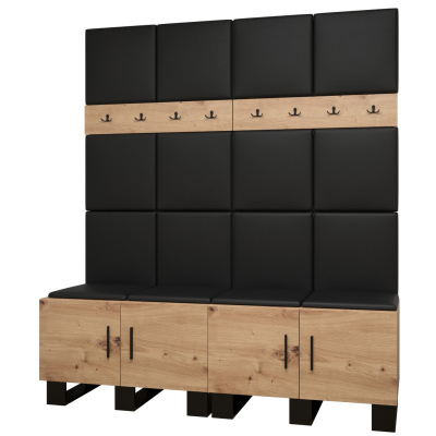 Predsieňová zostava RUMIE 3 - dub artisan, čierne panely