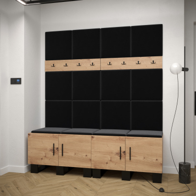 Predsieňová zostava RUMIE 3 - dub artisan, čierne panely