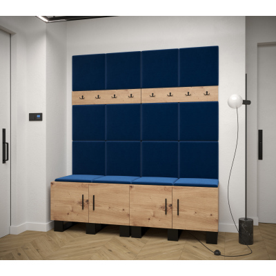 Predsieňová zostava RUMIE 3 - dub artisan, modré panely
