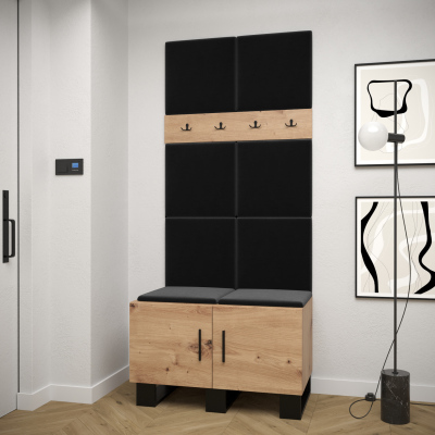 Predsieňová zostava RUMIE 4 - dub artisan, čierne panely