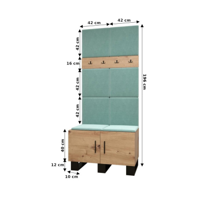 Predsieňová zostava RUMIE 4 - dub artisan, šedé panely