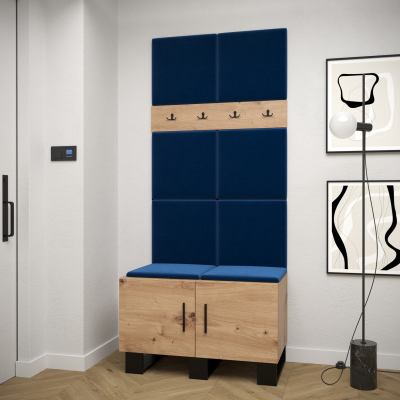 Predsieňová zostava RUMIE 4 - dub artisan, modré panely