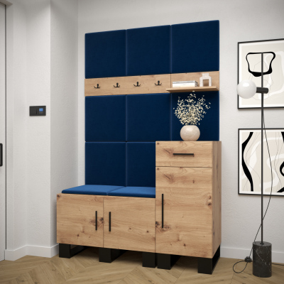 Predsieňová zostava RUMIE 5 - dub artisan, modré panely