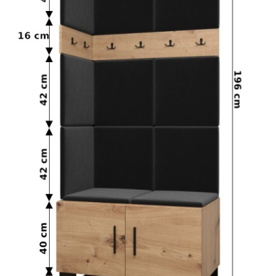 Predsieňová zostava RUMIE 11 - dub artisan, béžové panely