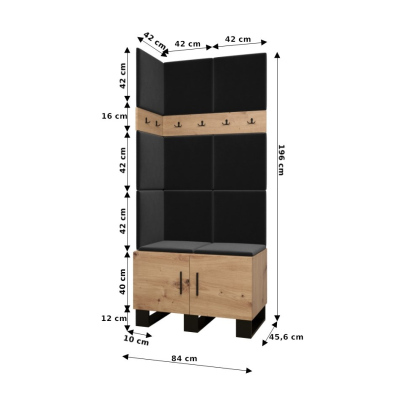 Predsieňová zostava RUMIE 11 - dub artisan, čierne panely