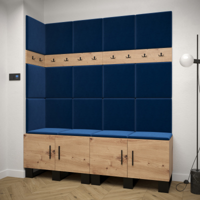 Predsieňová zostava RUMIE 12 - dub artisan, modré panely