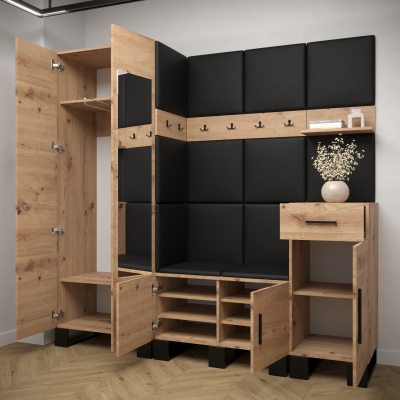 Predsieňová zostava RUMIE 13 - dub artisan, modré panely