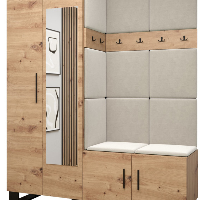 Predsieňová zostava RUMIE 14 - dub artisan, béžové panely