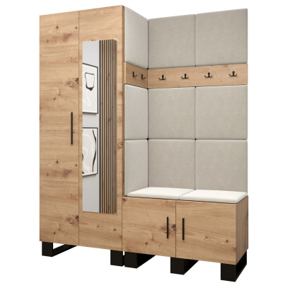 Predsieňová zostava RUMIE 14 - dub artisan, béžové panely